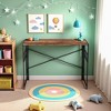 FurnitureR Folding Desk, 39.4 Inch Space Saving Study Writing Table, Computer Desk with 8 Storage Hooks for Bedroom, Home Office, Dorm, Brown - 3 of 4