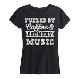 Women's - Instant Message - Fueled by Coffee and Country Music Short Sleeve Graphic T-Shirt - 1 of 4
