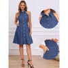 INSPIRE CHIC Women's Lightweight Halter Neck Button Down A-Line Denim Dress - 2 of 4
