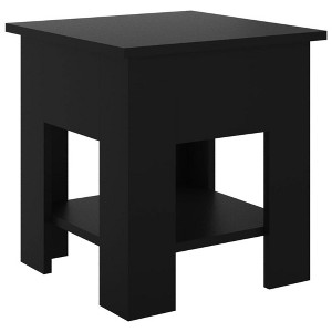 vidaXL Coffee Table Black Engineered Wood Modern Square Design - 15.7"x15.7"x16.5" with Shelf Living Room, Lounge, Sofa Table Furniture - 1 of 4