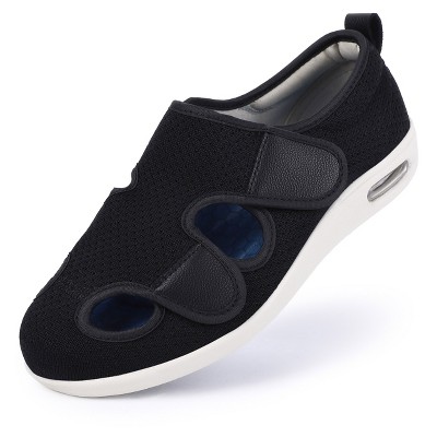 Women's Diabetic Velcro Walking Shoes Breathable Extra Wide Widths Adjustable Velcro Easy On/Off Sneakers for Elderly