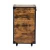 DOMETOUR Movable Barber Cabinet Flamed Wood Grain with Drawers - 3 of 4