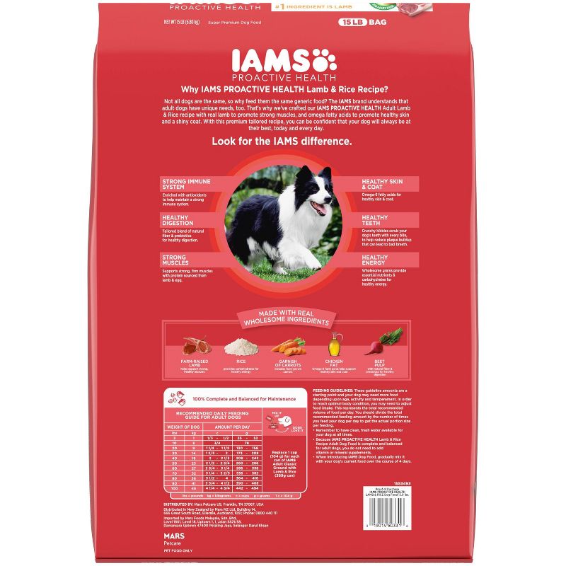 IAMS Proactive Health Lamb & Rice Recipe Adult Premium Dry Dog Food, 3 of 12