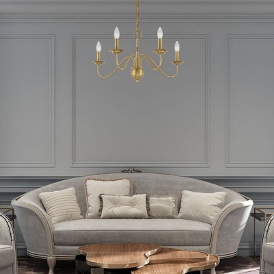 Elegant Antique Brass 5-Light Taper Candle Chandelier
