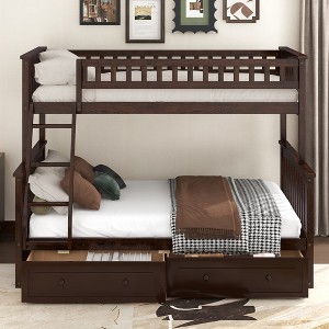 GDFStudio Pepys Twin Over Full Bunk Bed Convertible into Two Beds with Storage Drawers - 1 of 4