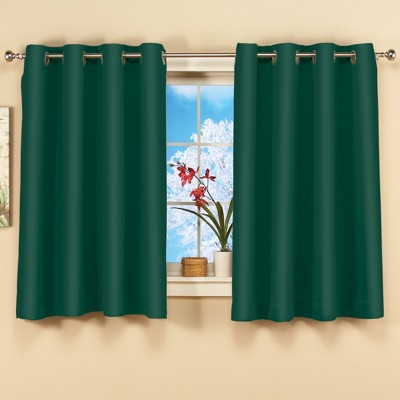 Forest Green Blackout Polyester Grommet Window Panel with Lace Detail