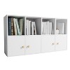 White Cube Storage Bookcase With 4 Doors Stackable Cubby Storage Organizers - 4 of 4