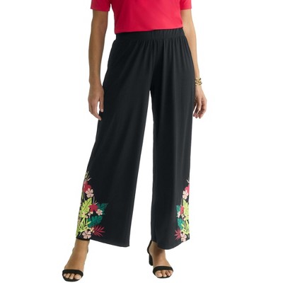 Jessica London Women's Plus Size Petite Stretch Knit Wide Leg Pant