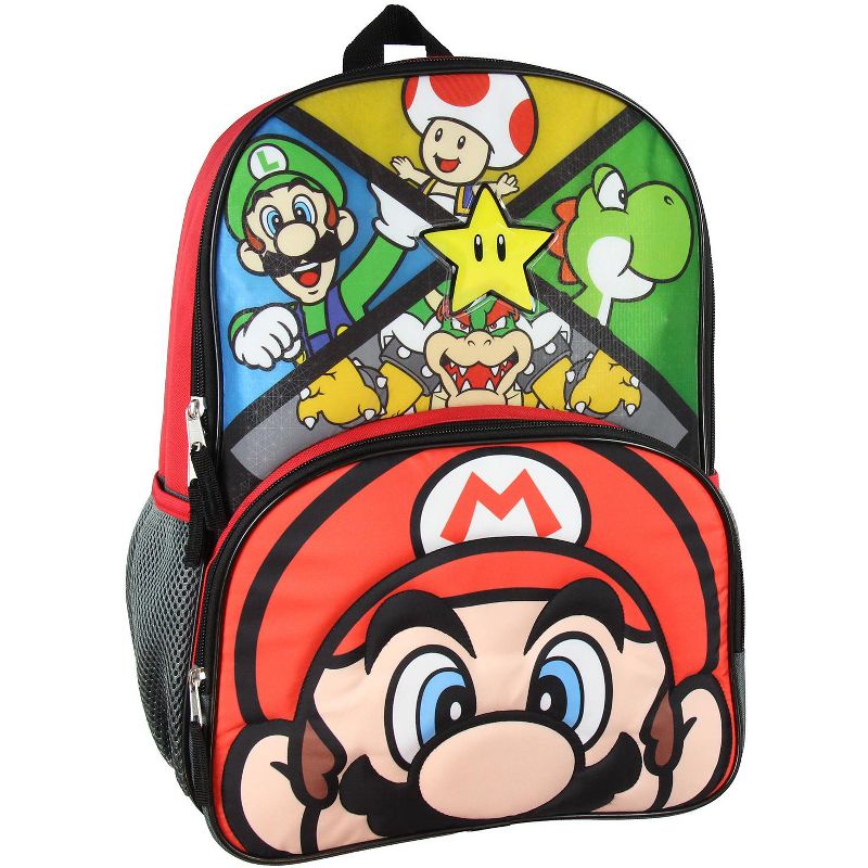 Super Mario Boy's Front Tap Activated LED Light Up 16" Backpack Multicoloured, 1 of 5