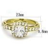 Slickblue Gold CZ Halo Engagement Ring – Square-Cut Center, Pave Band, Polished Finish, Women’s Sizes 5-10 - 3 of 4