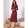 INSPIRE CHIC Women's Crewneck Knit Long Sleeve Midi Ribbed A-Line Sweater Dress - 3 of 4