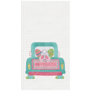 C&F Home Happy Easter Truck Embroidered Cotton Waffle Weave Kitchen Towel - 1 of 4