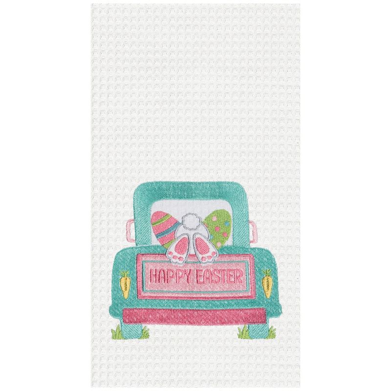 C&F Home Happy Easter Truck Embroidered Cotton Waffle Weave Kitchen Towel, 1 of 5