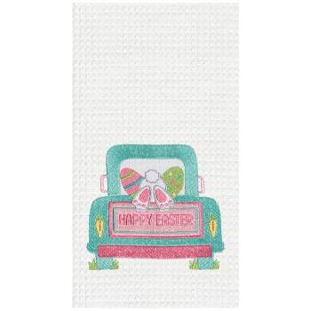 C&F Home Happy Easter Truck Embroidered Cotton Waffle Weave Kitchen Towel