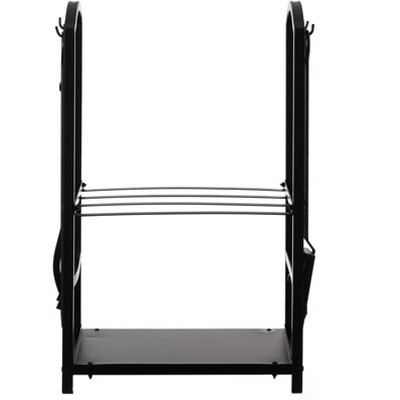 Black Iron Outdoor Firewood Log Cart with Tool Rack
