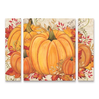 Trademark Fine Art -Jean Plout 'Fall Pumpkins' Multi Panel Art Set Large