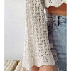 Coolmee Women Tie Front Cropped Cardigan Crochet Shrug Sweater Hollow Out Bell Long Sleeve Knit Crop Top - 3 of 4