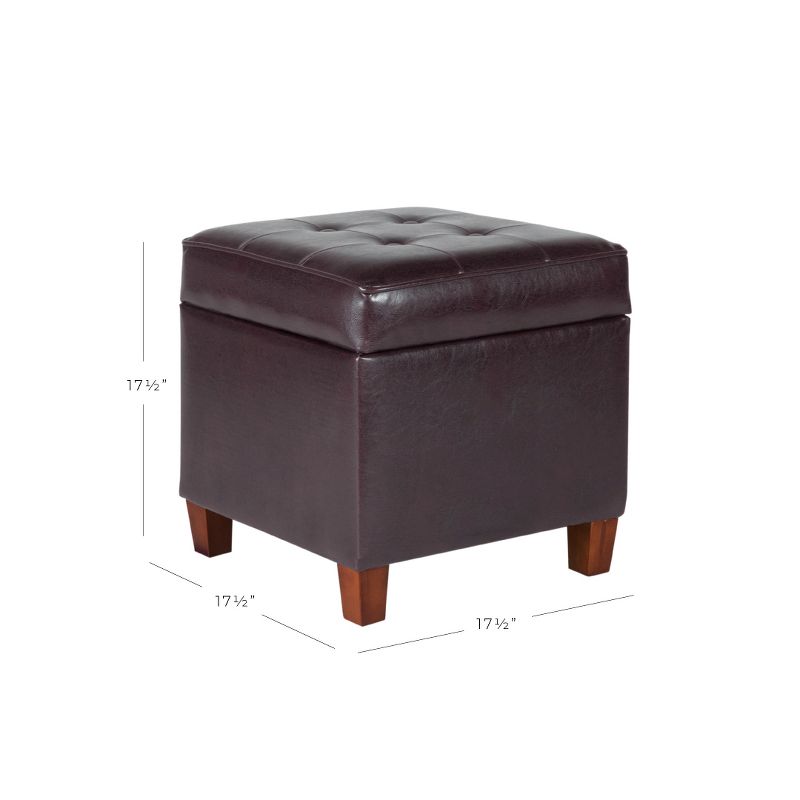 Square Tufted Faux Leather Storage Ottoman - HomePop, 2 of 16