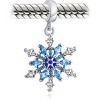 Sterling Silver Snowflake Charm with Ice Blue Crystals - Winter Holiday Dangle Bead for Bracelets - 3 of 4