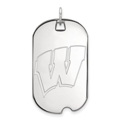 Black Bow Jewelry 10k White Gold Wisconsin Badgers NCAA Large Pendant