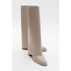 Maybe Beige Chunky Heel Boot (Women) | Prologue Shoes - 1 of 4