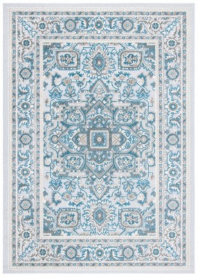 Cabana Geometric Navy & Grey Rectangular Synthetic Area Rug