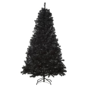 Aghana Digitals 7ft Black Artificial Christmas Tree - 1346 Realistic Branches, Spruce Style, Unlit - 1 of 4