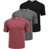 Pinspark Men's 3 Pack Workout Shirts - Quick Dry Gym Athletic Shirts Moisture Wicking Short Sleeve T Shirts Black/Medium Gray/Army Green S - 2 of 4