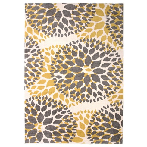 World Rug Gallery Modern Floral Circles Yellow 3'1