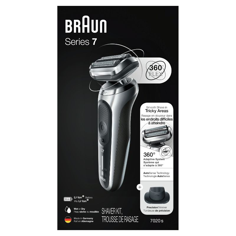 Braun Series 7-7020s Flex Men&#39;s Rechargeable Wet &#38; Dry Electric Foil Shaver, 6 of 9