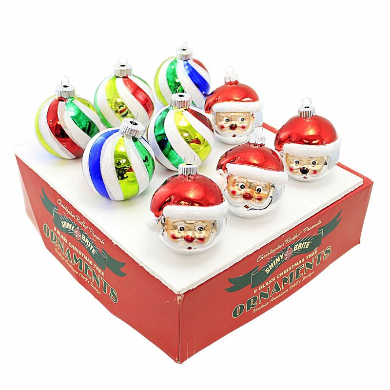 Christopher Radko Company 2.75 In Decorated Shapes And Rounds Shiny Brite Tree Ornament Sets, 3 of 4