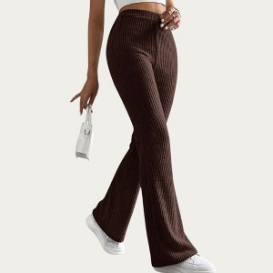Anna-Kaci Women's Soft Ribbed Knit Lounge Pants with Flared Leg Silhouette and Comfortable High Waist Fit for Everyday Comfort - 1 of 4