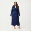 Anna-Kaci Lounge Women's Plus Size Long Robe Set with Soft Draped Silhouette and Smooth Flowing Fabric for an Layered Lounge Look - 2 of 4