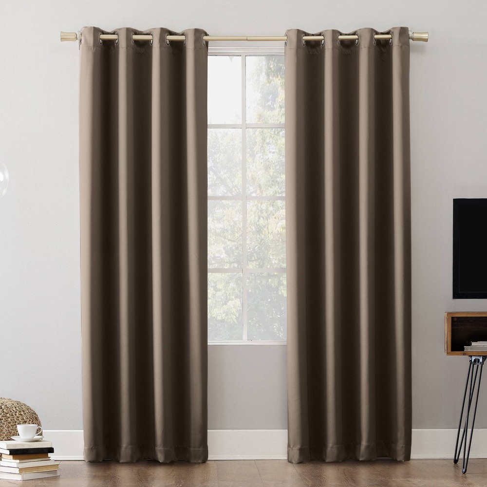 52"x54" Sun Zero 100% Blackout Oslo Theater Grade Grommet Curtain Panel Taupe: Solid Indoor Polyester Drapery