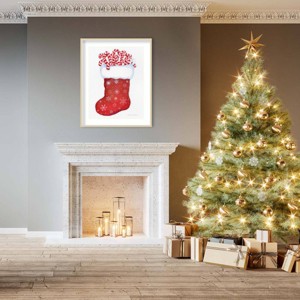 Amanti Art 33"x41" Candy Cane Stocking by Kathleen Parr Mckenna Wood Framed Wall Art Print - 1 of 4