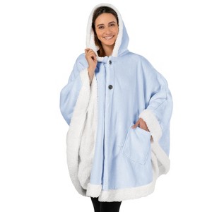 PAVILIA Angel Wrap Hooded Blanket for Women Adult, Wearable Cozy Wrap Throw Fleece Shawl Cape - 1 of 4