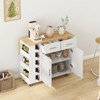 KWPZQEB Kitchen Island Cart, Multi-Functional Kitchen Island Cart with Wine Rack&Drawers, Spice&Towel Rack, Kitchen Cart with Foldable Table Top,White - 3 of 4