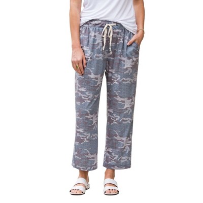 Amaryllis Women's Camouflage Print Drawstring Cropped Pants Relaxed Fit Casual Stylish