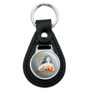 Wonder Woman Vintage Icon Black Leather Keychain - 1 of 4