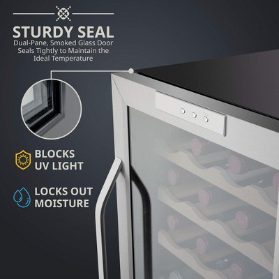 Ivation 24 Bottle Stainless Steel Freestanding Wine Cooler with LED Lighting