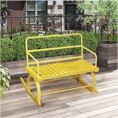 coucheta Ironwood Outdoor Rocking Chair with Ergonomic Design, Yellow Color, High Back, Dual-Mode Selection, Stable Rocking-Yellow
