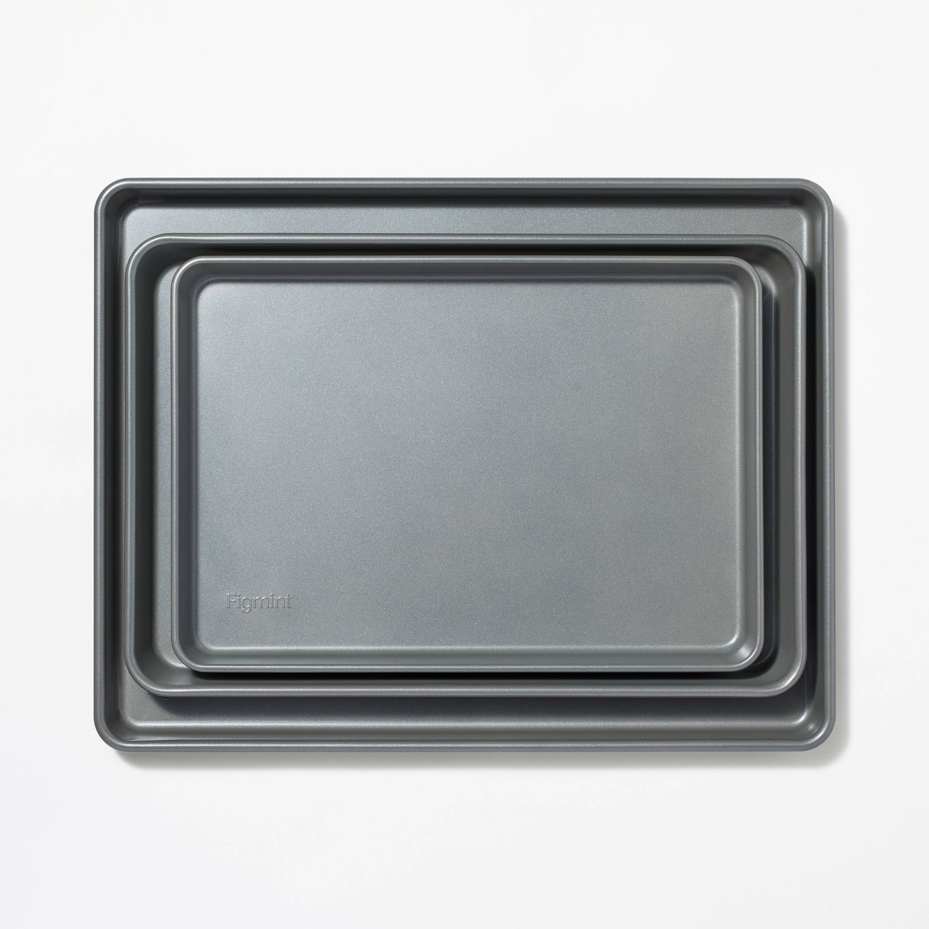 3pc Nonstick Baking Sheet Set Gray - Figmint™: Kitchen Bakeware, Includes 9x13" & 10x15" Cookie Sheets, Dishwasher-Safe