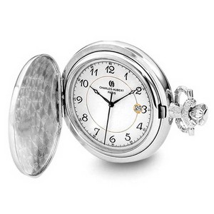 Black Bow Jewelry Charles Hubert Chrome-finish Floral Design Analog Pocket Watch 44mm - 1 of 4