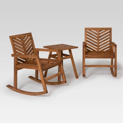 3pc Outdoor Rocking Chair Chat Set - Brown - Saracina Home