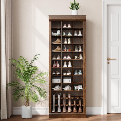 Shoe Cabinet, 10-Tier Entryway Shoe Storage Cabinet with 27 Cubbies and Tall Boots Storage