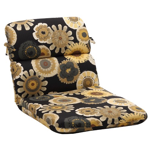 Outdoor Chair Cushion - Black/Yellow Floral
