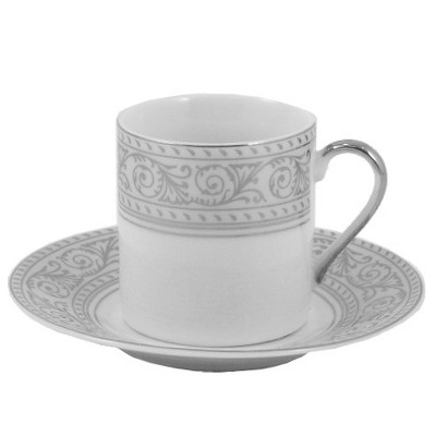 Silver Leaf Fine Porcelain Espresso Set 12 Pieces