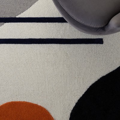 Gray and Black Abstract Hand-Tufted Wool Area Rug