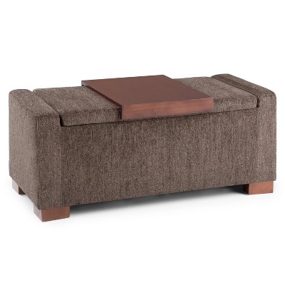 42" Crosby Lift Top Storage Ottoman Deep Umber Brown Fabric - WyndenHall