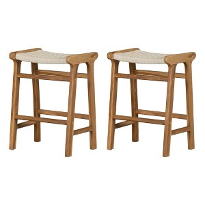 South Shore Set of 2 Balka Counter Height Barstools Cream/Natural - 1 of 4